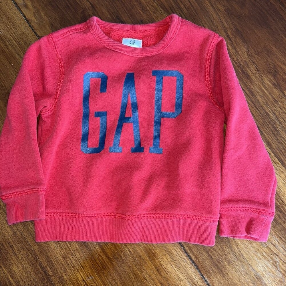 Gap Sweatshirt Toddler Size 3 Red Long Sleeve Spell Out Graphic Logo